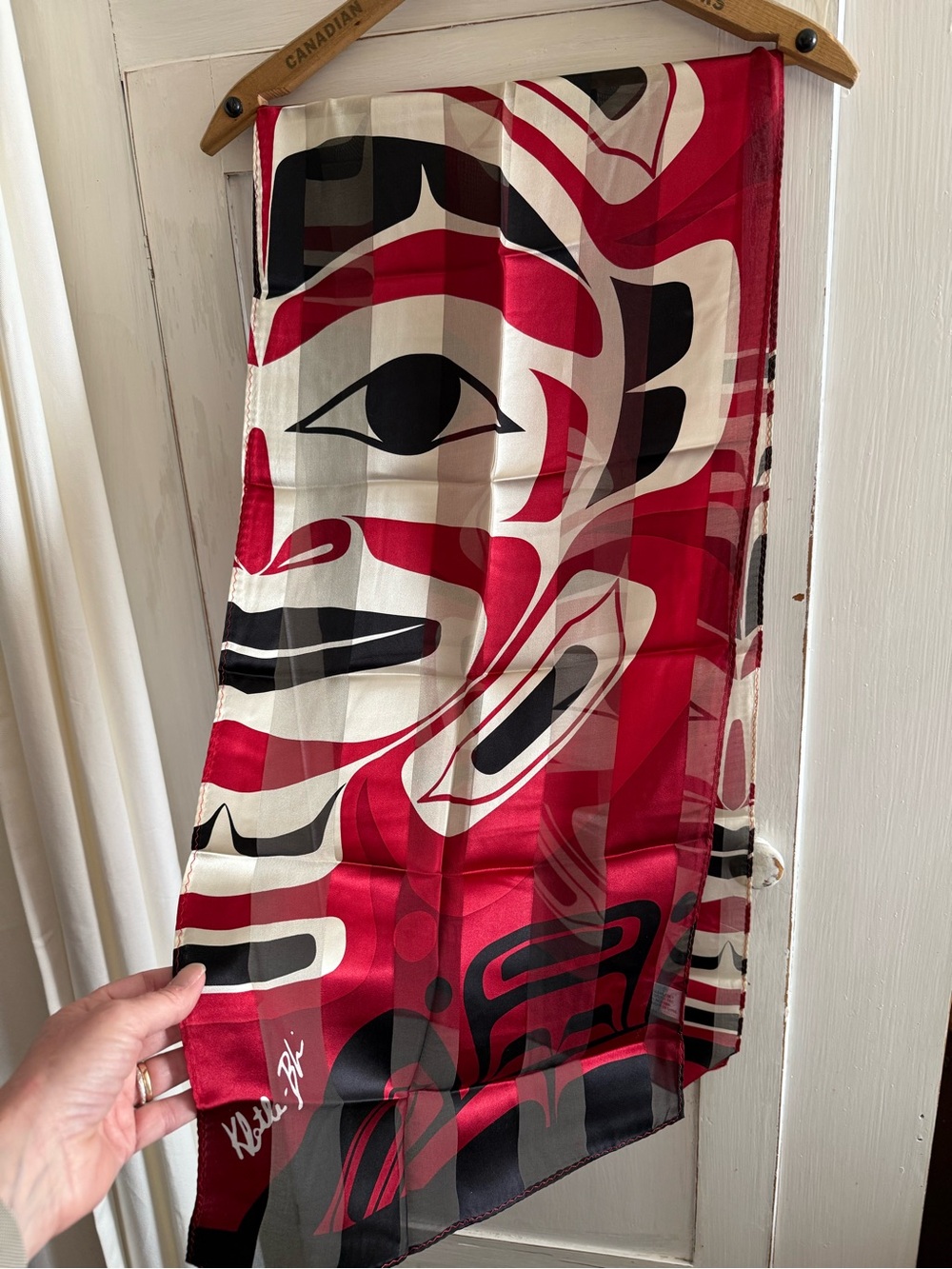 MOON MASK First Nations design silk scarf Klatle-Bhi